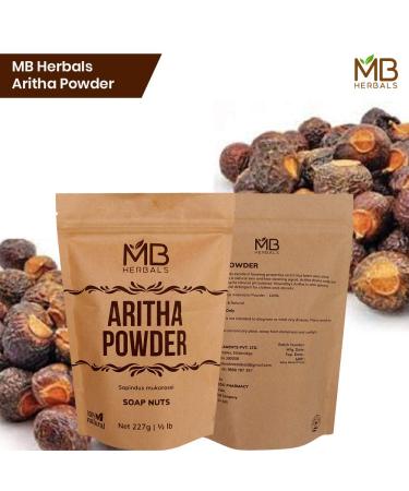 MB Herbals Aritha Powder 8 oz | 227G | 100% Pure Wild-crafted Soap Nut Powder - Natural Hair Shampoo & Conditioner | Sapindus mukorossi - Buy Online on GoSupps.com