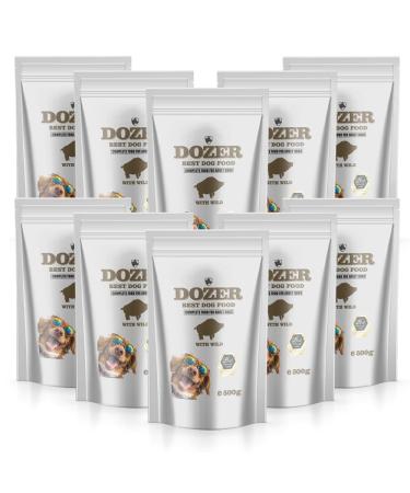 DOZER Adult Dog Food | Complete Food with Different Types of Meat (500 g) | Natural and Nutritious | Wet Dog Food (x 10, Wild Meat)