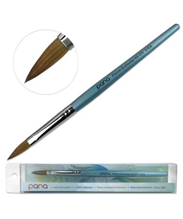 PANA Pure Kolinsky Hair Acrylic Nail Brush - Oval Crimped Teal Wood Handle (Size 8) Size 8 Teal