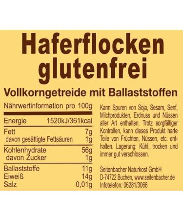Seitenbacher Oatmeal I Large Leafed I Whole I Delicate I Gluten Free I (10 x 400 g) - Buy Online on GoSupps.com