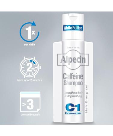 Alpecin Limited White Edition Men's Shampoo - Invigorating Fresh Fragrance 250ml - Hair Growth Formula - Strong Hair Solution - 1 Pack - Buy Online on GoSupps.com