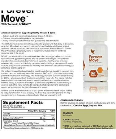 Forever Move - Advanced Joint & Muscle Supplement | NEM & BioCurc for Comfort Flexibility & Recovery | Gluten-Free | 90 Softgels - International Shipping Available - Buy Online on GoSupps.com