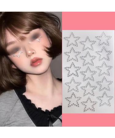 6 Sheets Star Rhinestone Face Stickers - Self-Adhesive Eye Makeup Gems for Women | Sparkling Face Jewels for Parties & Festivals - Buy Online on GoSupps.com