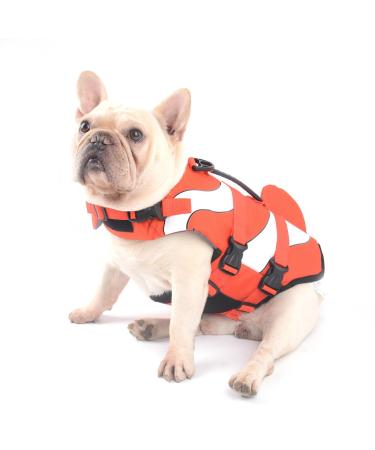Hofrenchies Dog Chest Hair Hoi Schwimmewest Pet Safety Bathing Suit Lifeguard vest for French bulldog (size M clownfish) Clownfish medium