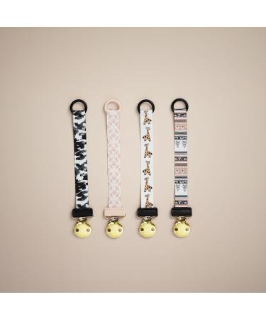 Elodie Details Pacifier Chain 2 Pack - Fabric & Stainless Steel Clip for Baby Boys & Girls | Universal Silicone Ring - Change the World/Kindly Konrad Gray - Buy Online on GoSupps.com