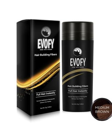 Hair Fiber Hair Fibers for Thinning Hair & Bald spots Hair Building Fibers Natural and Undetectable Instantly Thicker Fuller Hair in 30 Sec Hair Powder for Women & Men (Medium Brown) 25g