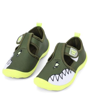 nerteo Boys Girls Cute Aquatic Water Shoes & Beach, Swim, Pool, Water Park & Toddler/Little Kid 10 Toddler Olive/Shark