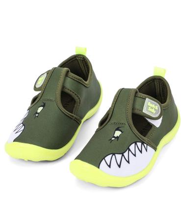 nerteo Boys Girls Cute Aquatic Water Shoes & Beach, Swim, Pool, Water Park & Toddler/Little Kid 10 Toddler Olive/Shark