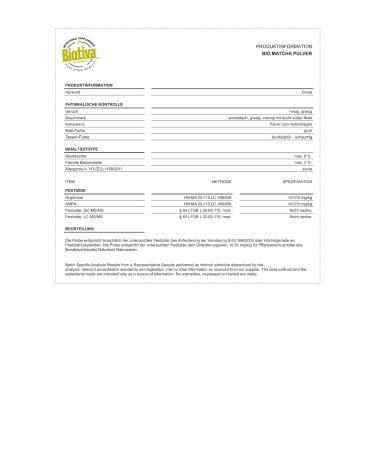 Biotiva Matcha Tea Bio 100g - Organic High-Quality Matcha Powder for Lattes & Smoothies - 100% Sustainable - Bottled in Germany - Buy Online on GoSupps.com