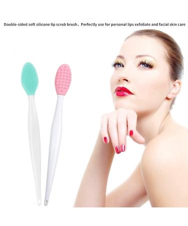 Double-Sided Soft Silicone Lip Exfoliating Brushes - Green Pink 2 Pcs - Buy Online on GoSupps.com