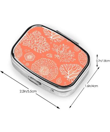 Marine Theme Corals Pill Box - 2 Compartment Portable Metal Pill Organizer for Vitamins - Travel-Friendly Pill Holder for Purses - Buy Online on GoSupps.com