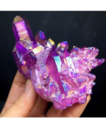 Natural Quartz Amethyst Cluster Crystal Stone Electroplated Colorful Crysral Cluster Specimen Home Gifts 1pcs Raw Stones and Minerals (Color : Amethyst Cluster Size : 90-100g) 90-100g Amethyst Cluster