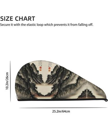 Buy Chinese Painting Coral Velvet Dry Hair Cap with Buttons Anti-Frizz for Curly Long & Thick Hair Black - Buy Online on GoSupps.com