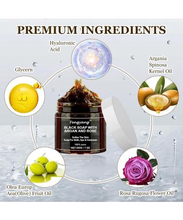 Fengyang Black Soap Exfoliating Body Soap Body Scrub Soft Skin Exfoliating Body Wash Moisturizing and Nourishing Purifying Deep Exfoliation - Buy Online on GoSupps.com