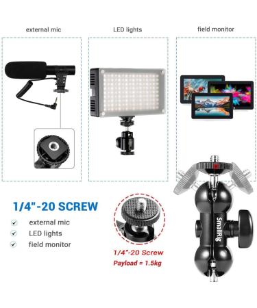 SMALLRIG Super Camera Clamp Mount Double Ball Head Adapter for Ronin-M/Insta360/Gopro - 1138 - Buy Online on GoSupps.com