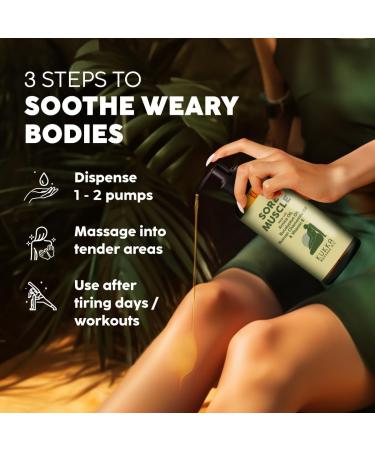 Sore Muscle Massage Oil 6.76 Oz - 100% Natural Eucalyptus & Roman Chamomile for Pain Relief | Spa Quality Massage Therapy Oil for Men & Women - Buy Online on GoSupps.com
