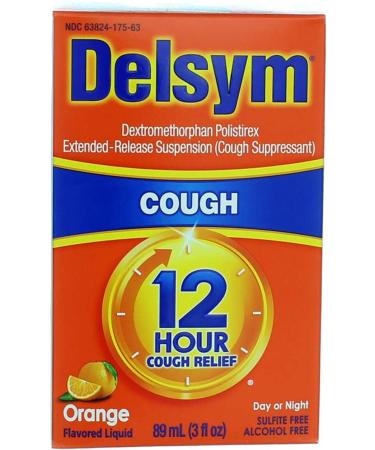 Delsym Cough Suppressant Liquid 3 oz - Fast Relief for Adults | Cough Medicine | Orange Flavor | International Shipping Available - Buy Online on GoSupps.com