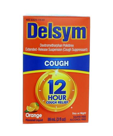 Delsym Adult Cough Suppressant Orange Flavored Liquid 3 oz (Pack of 6)