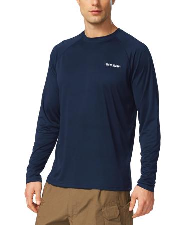 BALEAF UV Shirt Men Water UV Protection UPF 50+ Rashguard Sun Protection Long Sleeve Shirt A-dark blue L