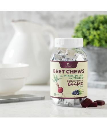 Beet Chews - Vegan Soft Beetroot Chewables with Grape Seed Extract for Heart Health & Energy - Antioxidant-Rich Berry Flavor | 60 Count - Buy Online on GoSupps.com