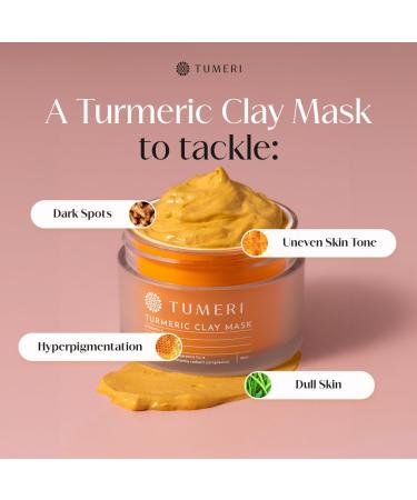Turmeric Clay Mask with Vitamin C & Manuka Honey - Brightening Facial Mask for Dark Spots & Scarring - 2 oz with Brush Applicator - Buy Online on GoSupps.com