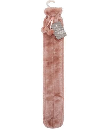 Revitale Extra Long Hot Water Bottle Pom Pom Soft Fur Cover - 72cm / 2L (Rose Pink)