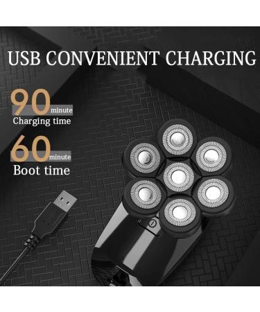 GeRRiT 7D Electric Razor for Men - Waterproof 5-in-1 Grooming Kit Cordless 7-Blade Rotary Shaver with LED Display - Buy Online on GoSupps.com
