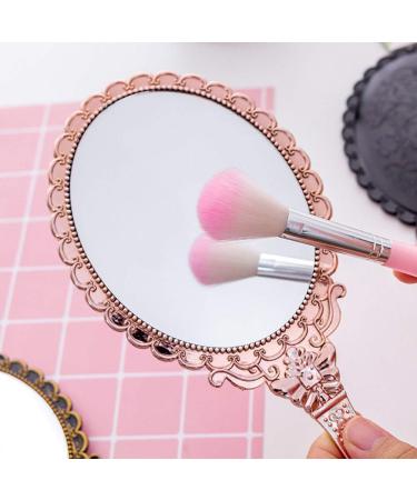 Vintage Rose Gold Oval Hand Mirror with Handle - Vanity & Travel Makeup Mirror - Buy Online on GoSupps.com