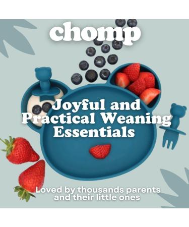 Suction Plate Baby Cutlery Set Chomp - Includes Baby Toothbrush, Weaning Set, Spoon, Fork, Suction Bowls - Rose Pink | Dishwasher Safe - Buy Online on GoSupps.com