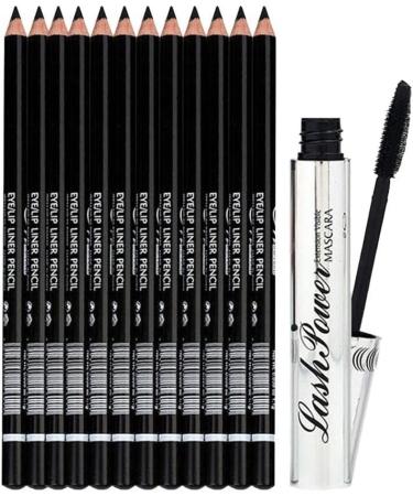 Jojomis 12pcs Waterproof Eyeliner Eyebrow Pencil Black + Curl Mascara - Buy Online on GoSupps.com