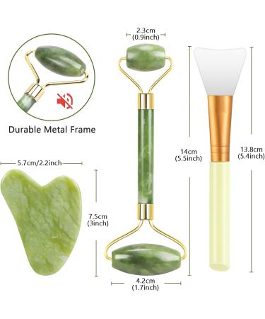 Jade Roller Set & Gua Sha Stone Massage - Natural Anti-Aging Face Tools & Mask Brushes for Radiant Skin - Buy Online on GoSupps.com