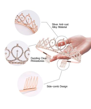Didder Birthday Crown & Sash Set - Rose Gold Rhinestone Tiara for Women | 21st Birthday Party Accessories - Buy Online on GoSupps.com