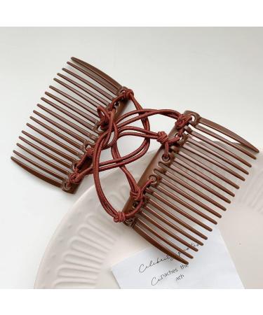 2 Pcs Plastic Double Hair Combs Adjustable Elastic Hair Comb Easy Hair Bun Comb Stretchy Double Comb Hair Clip for Curly Thick Wavy Hair - Buy Online on GoSupps.com