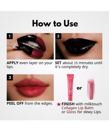 MILKTOUCH Summer-proof Lip Combo Black Peel Off Lip Tattoo #02 Black Plum + Collagen Lip Balm #Berry Tart - Buy Online on GoSupps.com