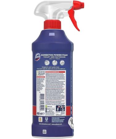 Domestos Power Foam Toilet and Bathroom Surface Cleaner Bleach-Free Upside Down Limescale Remover Multi-Purpose Spray with Fresh Bio-Degradable Fragrance 450ml (Arctic Fresh Pack of 4) Arctic Fresh Pack of 4 - Buy Online on GoSupps.com