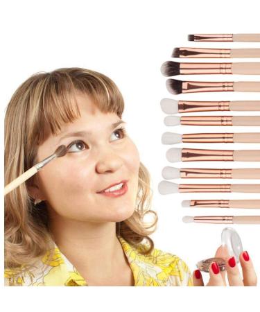 12-Piece Professional Eye Makeup Brush Set - Blender Eyeliner Eyebrow & Concealer Brushes - High-Quality Beige Cosmetic Tools - Buy Online on GoSupps.com
