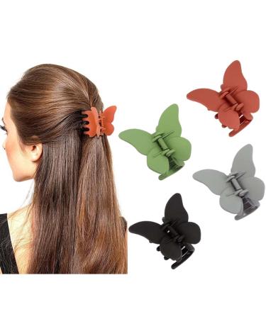 4 Pcs Butterfly Hair Clips Claw Clips for Thick Hair for Hair Small Hair Clips for Women Butterfly Claw Clips Cute Hair Clips Hair Accessories Hair Clips for Thin Hair Red green gray black