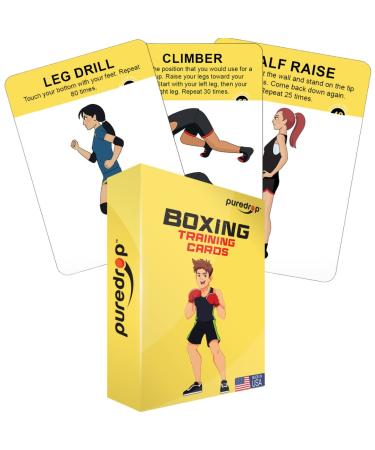 Puredrop Boxing Training Drill Cards: Great Training Equipment for Solo Practice for Boxers. Perfect for Beginners and Kids. Exercises and Workouts for at Home. Boxing Bag Alternative