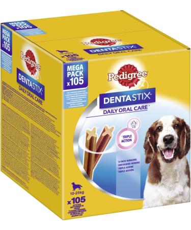 Pedigree DENTASTIX Daily Oral Care Carton Multipack Mega Pack 10-25kg 105 pieces (15x7 pieces) dental care treats dog snack - Buy Online on GoSupps.com