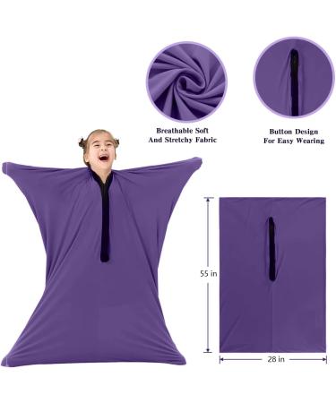 Sensory Body Sock for Kids 55x28 | Full-Body Wrap to Relieve Stress | Ideal for Autism & Anxiety | Purple | Size L (140-160CM) - Buy Online on GoSupps.com