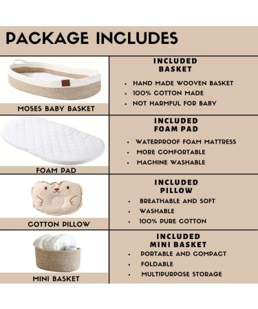 LDVINE Baby Changing Basket - Diaper Caddy with Waterproof Pad & Pillow | Handmade Storage Bin Included - Buy Online on GoSupps.com