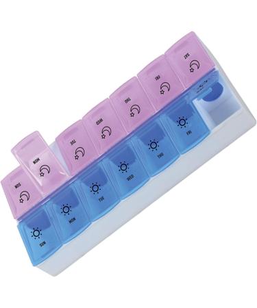 Gima Weekly Pill Organizer - 7-Day Planner with Sun & Moon Design Compact & Portable in Pink & Light Blue - Buy Online on GoSupps.com