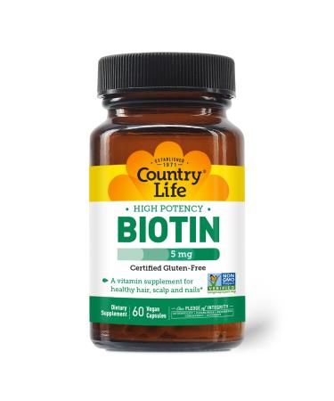 Country Life High Potency Biotin 5 mg 120 Vegan Capsules