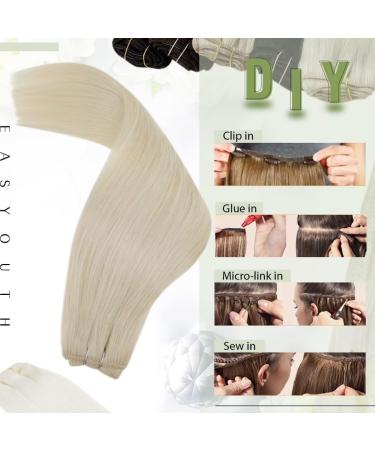 Easyouth Platinum Blonde Remy Human Hair Extensions - 22 Inch Double Weft 100g #60 - Buy Online on GoSupps.com