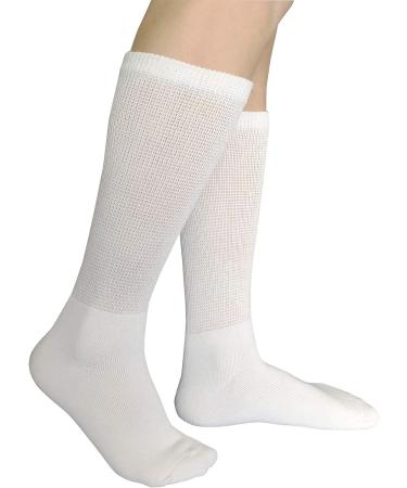 Women's Diabetic Socks 3-Pack White Crew, Loose Fit, Non-Binding, Moisture-Wicking, Cushioned Athletic Socks - Size 9-11 - Buy Online on GoSupps.com