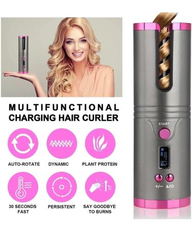 Automatic Curling Iron Cordless Auto Curler Rechargeable Auto Curler with LCD Display Professional Ceramic Barrel Curling Wand Fast Heating Hair Culer (Gray1) - Buy Online on GoSupps.com