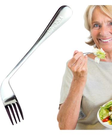 Elderly Elbow Fork Spoon | Angled Eating -Feeding Spoon Utensil | Elder Feeding Utensil for Convenient and Comfortable Dining for Disabled Adults and Seniors Fanelod Right Hand - Fork - Buy Online on GoSupps.com