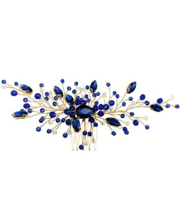 Beaupretty Wedding Hair Comb Crystal Hair Comb Bride Wedding Hair Comb Headpiece Bridal Hair Accessories for Women Girls(Blue)