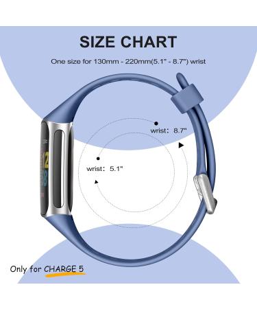 Epova 3-Piece Adjustable Waterproof Bracelet for Fitbit Charge 5 & 6 - Soft Breathable Bands for Men & Women in Black Dark Blue Blue Gray - Buy Online on GoSupps.com