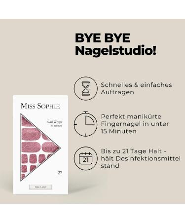 Original Miss Sophie Pedi Wraps - I Make A Wish Pedicure | 27 Ultra-Thin Glitter Nail Polish Stripes for All Nail Types - Buy Online on GoSupps.com